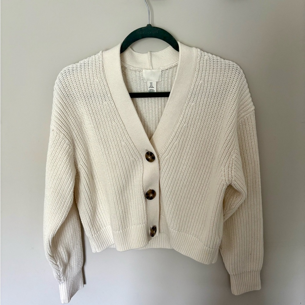 Women's Cream Button-Up Sweater